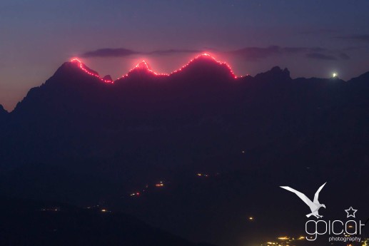 Gratbeleuchtung des Dachsteinmassiv am 31. August 2019